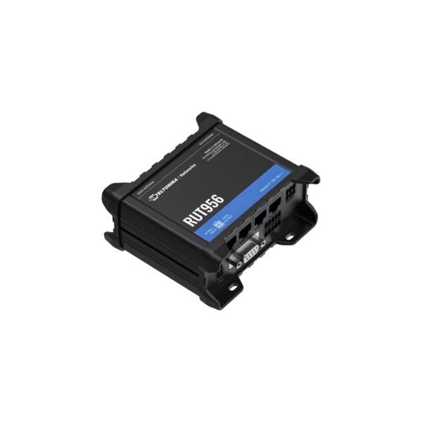 RUT956 is an industrial router that combines cellular, Wi-Fi, and wired connectivity options with automatic WAN failover and GNSS capabilities. Serial communication interfaces enable integrating more varied devices into the solution ecosystem, while I/O and advanced RutOS software facilitate equipment control, automation, and event notifications.