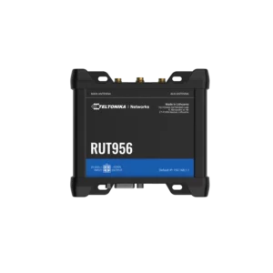 RUT956 is an industrial router that combines cellular, Wi-Fi, and wired connectivity options with automatic WAN failover and GNSS capabilities. Serial communication interfaces enable integrating more varied devices into the solution ecosystem, while I/O and advanced RutOS software facilitate equipment control, automation, and event notifications.